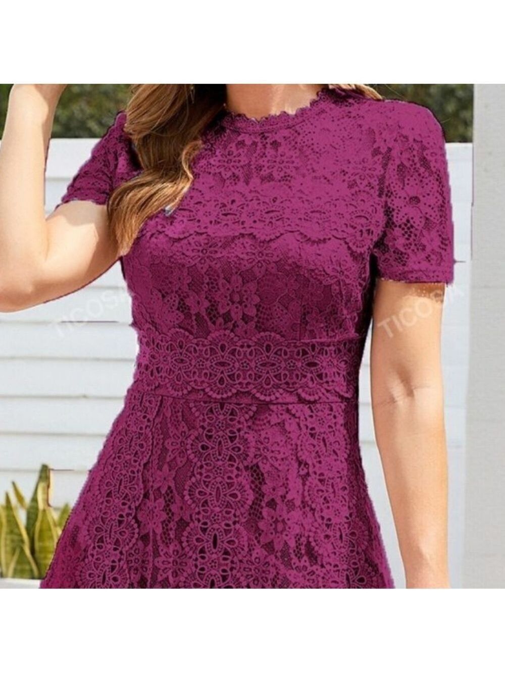 TICOSA Color Purple Zip Back Lace Formal Dress NWT Size L No - Picture 4 of 14